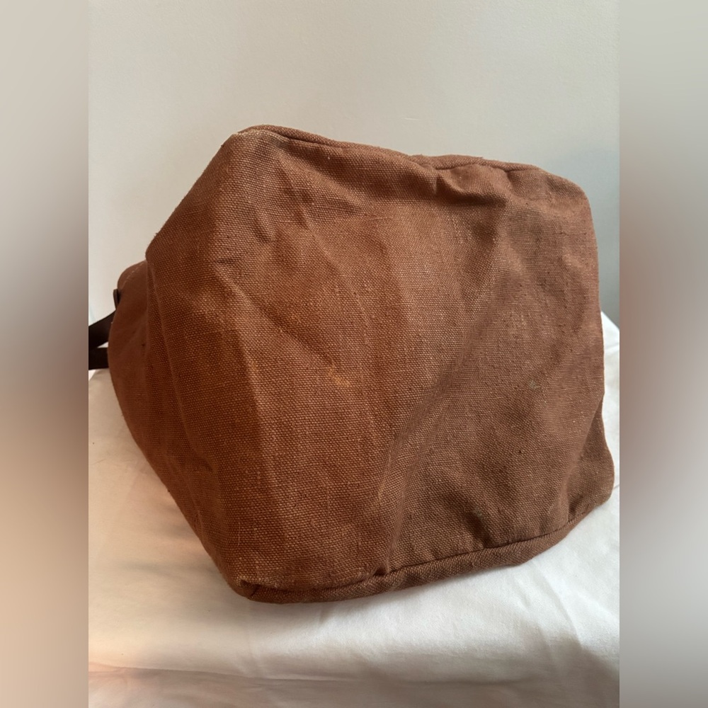 Tampico made in France cotton burlap leather tote bag - Picture 7 of 16